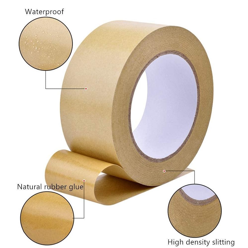 Kraft Paper Tape,Sealing Self Adhesive Tape Car Painting Shelter Mounting Album Photo Frame Paper Tape,Waterproof Tape