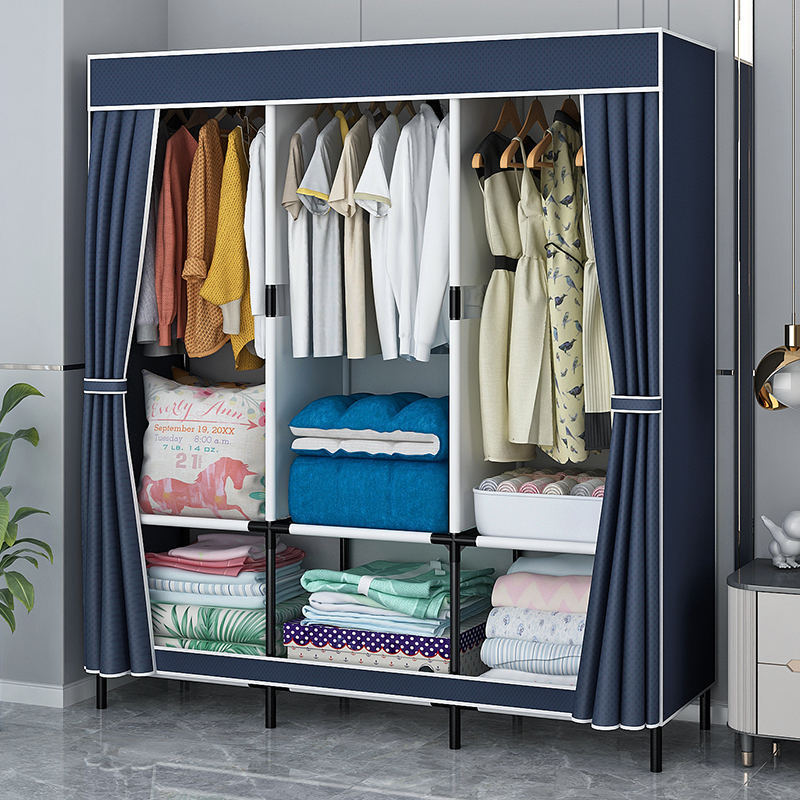 Wholesale Modern Simple Bedrooms Furniture Non-Woven Fabric Stand Wardrobe With Storage System With Door