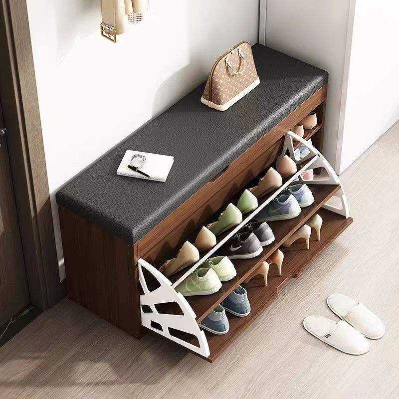 New Seated Living Room Shoe Cabinet Standing Cabinet With Shelves Drawer Save Storage For Entryway Hallway Wood