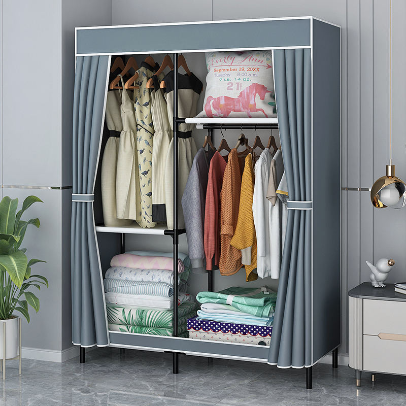 Wholesale Modern Simple Bedrooms Furniture Non-Woven Fabric Stand Wardrobe With Storage System With Door