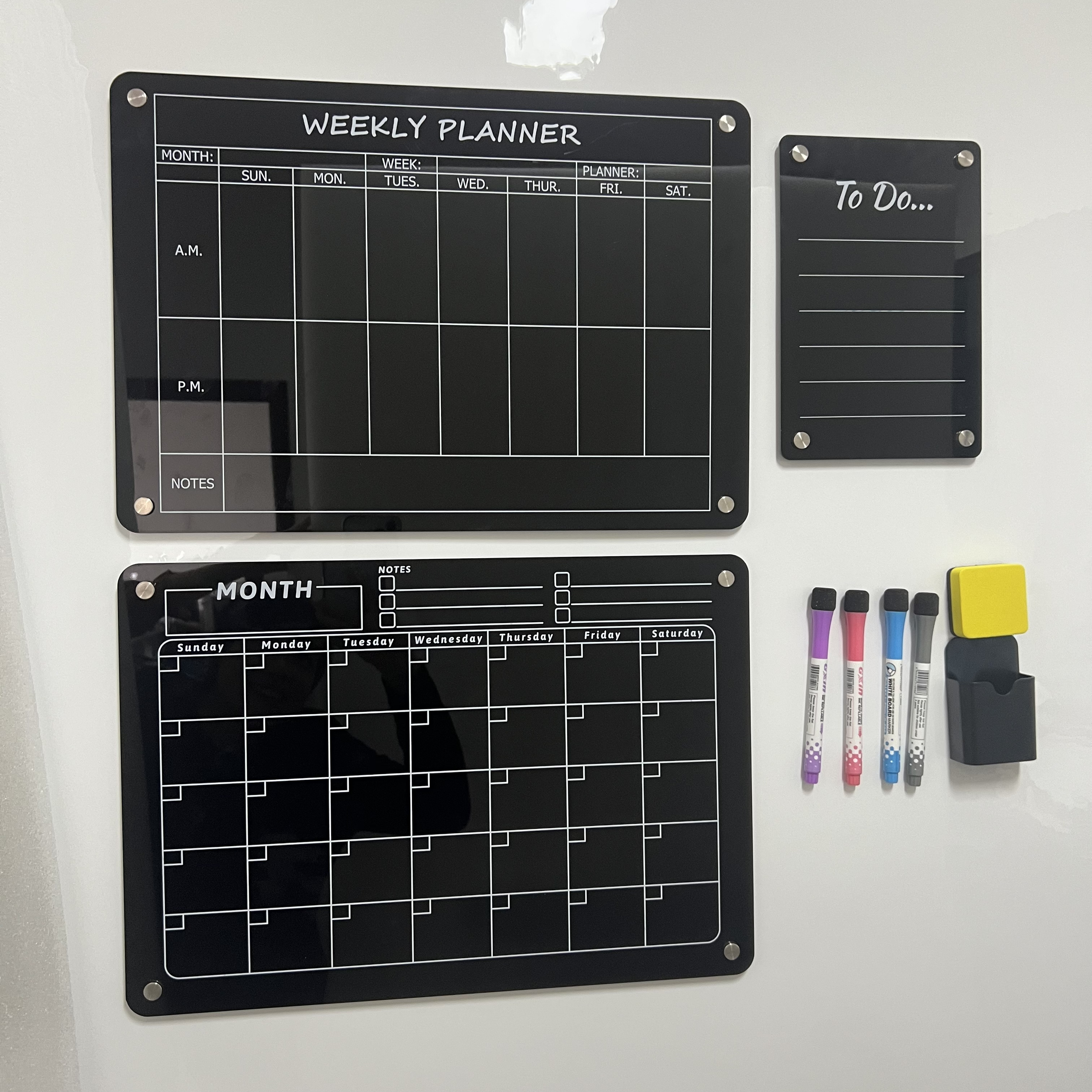 Acrylic Magnetic Dry Erase Board and Calendar for Fridge Dry Erase Board Calendar for Refrigerator Reusable Planner