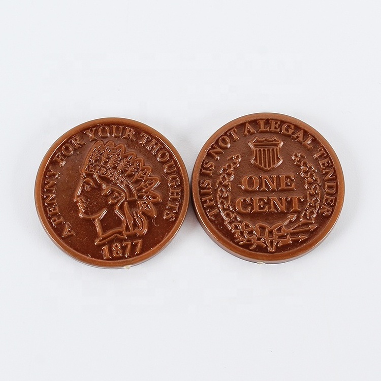 Custom Cheap Grey and brown imitate Antique plastic money coin/token