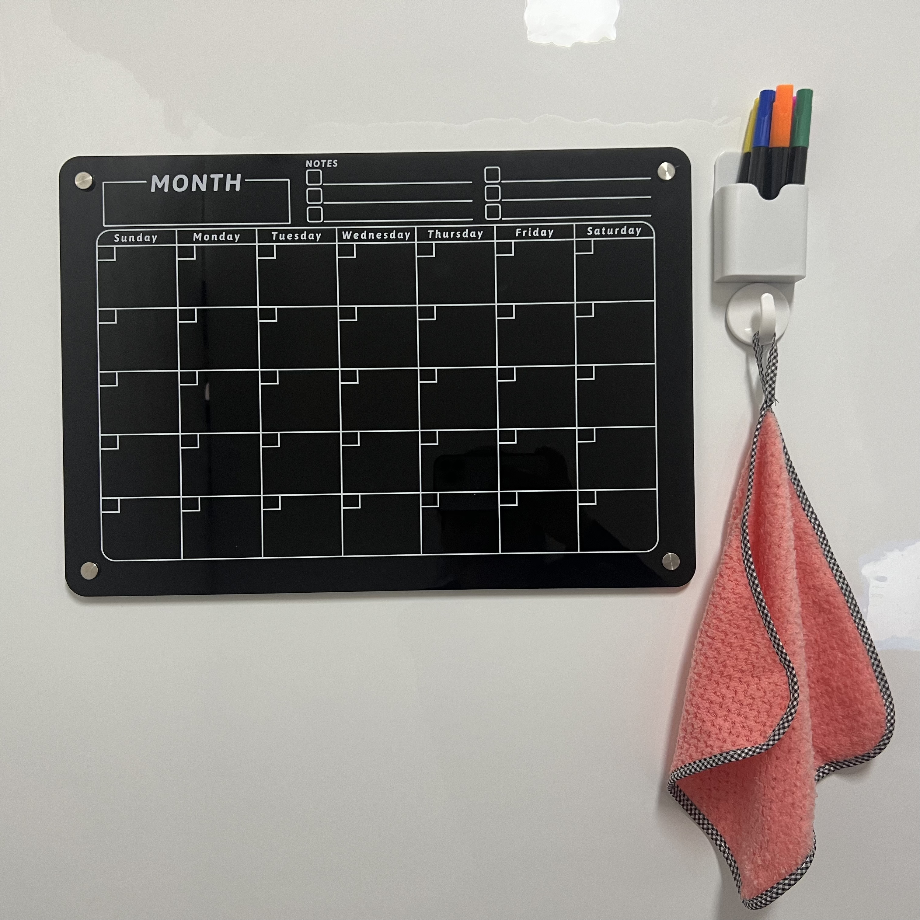 Acrylic Magnetic Dry Erase Board and Calendar for Fridge Dry Erase Board Calendar for Refrigerator Reusable Planner