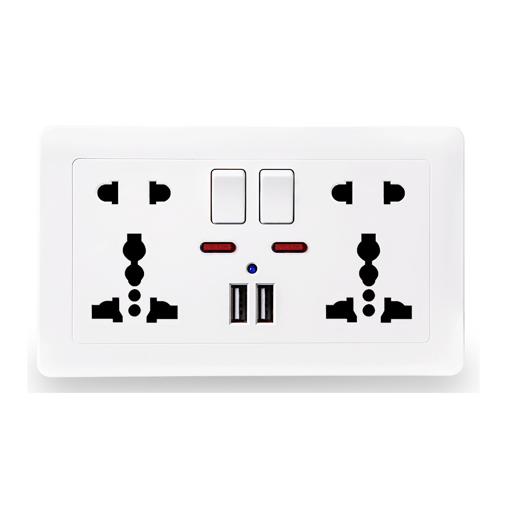 Smart USB Electrical Switch Double 2 Way Wall Socket