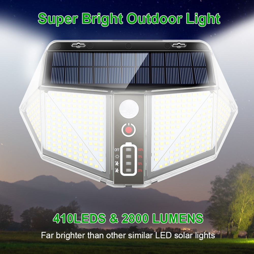 Garden Solar Lamp Lamparas Solar Waterproof Cold White Light 410 Led Outdoor Motion Sensor For Garden Wall Light Solar