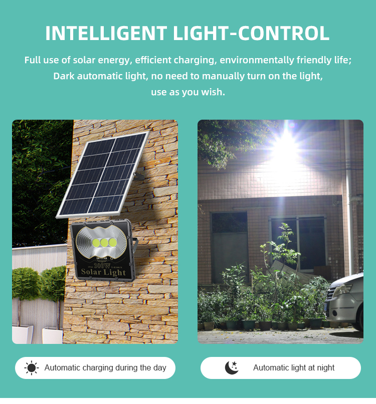 300 Watts Outdoor Solar Spotlight Lighting Waterproof IP66 Street Remote Control Wall COB Flood  Light Solar