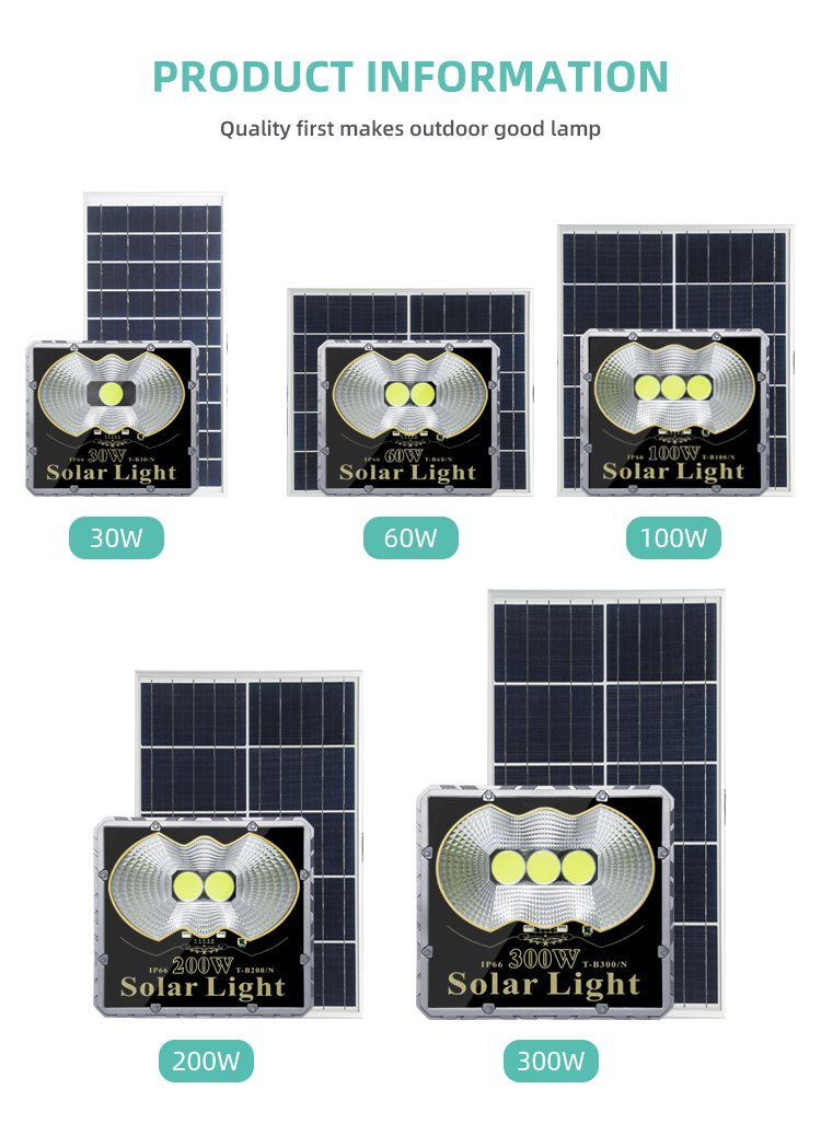 300 Watts Outdoor Solar Spotlight Lighting Waterproof IP66 Street Remote Control Wall COB Flood  Light Solar