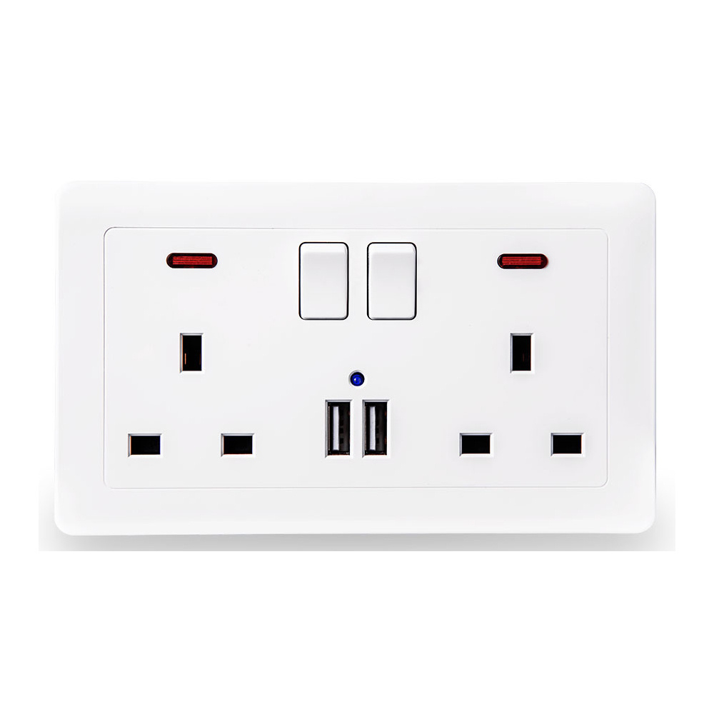 Smart USB Electrical Switch Double 2 Way Wall Socket