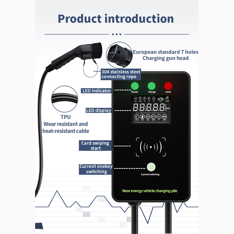 2022 New Design Home Wifi Enabled Electric Vehicle Ev Charger Level 2 Evse 220 Volt 32 Amp Electric Car Charger Origin Oem Suppo