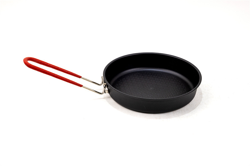 HT 6 Pieces Cast Iron Non Stick  Non-stick Portable Fry Pan and Pot Outdoor Tableware Picnic Camping Cookware Kit Set