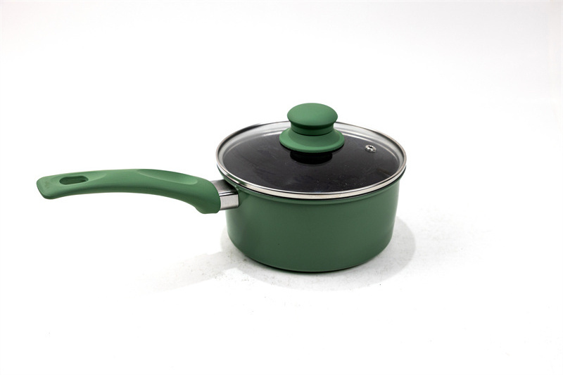 HT cookware set green non stick carbon steel sets soup pot and frying pan kitchenware sets