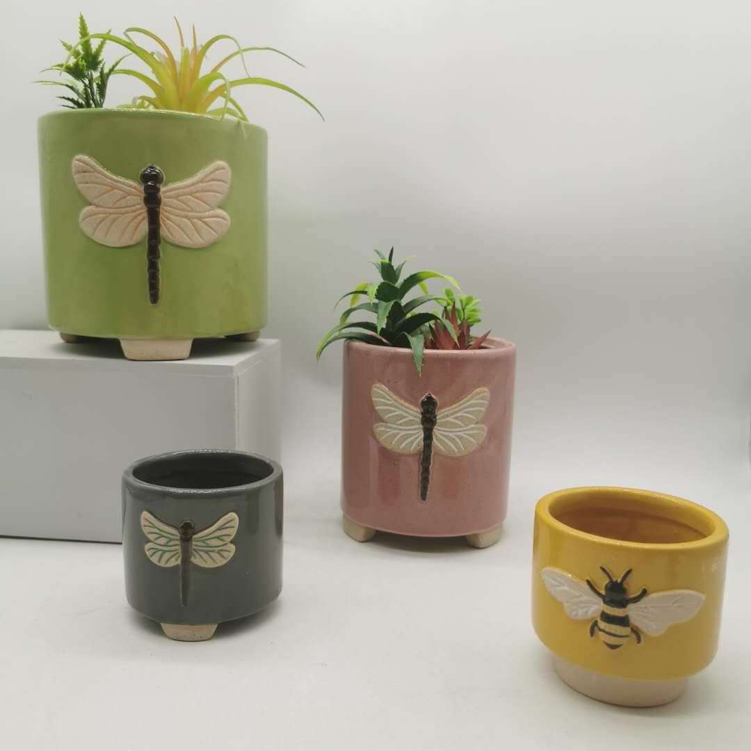 Cute Ceramic Animal butterfly bee Flower Pot for Home Garden Decoration Green Planting Desktop Pot