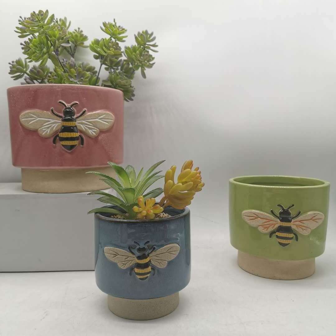 Cute Ceramic Animal butterfly bee Flower Pot for Home Garden Decoration Green Planting Desktop Pot