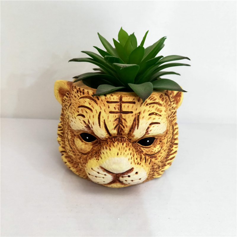 Modern Cement plant pot abstract tiger face simple personality matte sandblasting Nordic indoor garden green planter pot