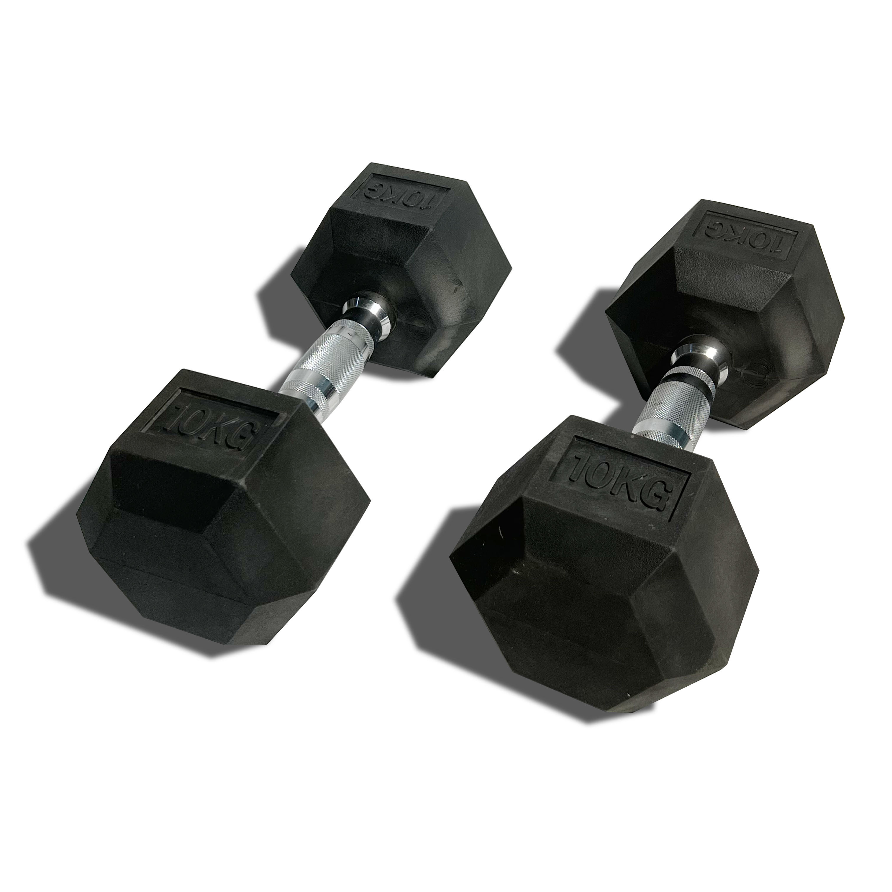 Wholesale Fitness Equipment 2.5-70kg Black Hex Rubber Dumbbell Cast Iron Dumbbell Set Weightlifting