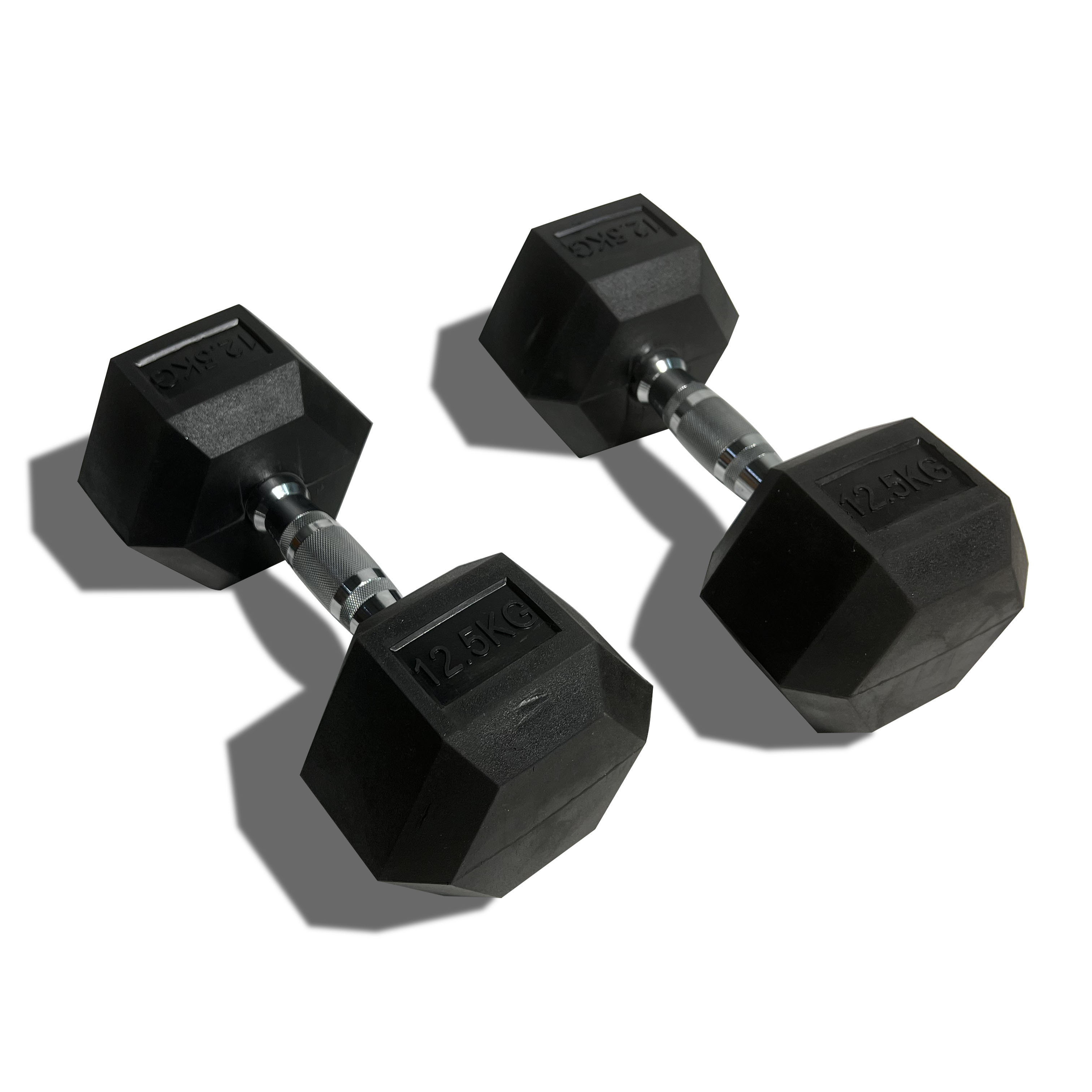 Wholesale Fitness Equipment 2.5-70kg Black Hex Rubber Dumbbell Cast Iron Dumbbell Set Weightlifting