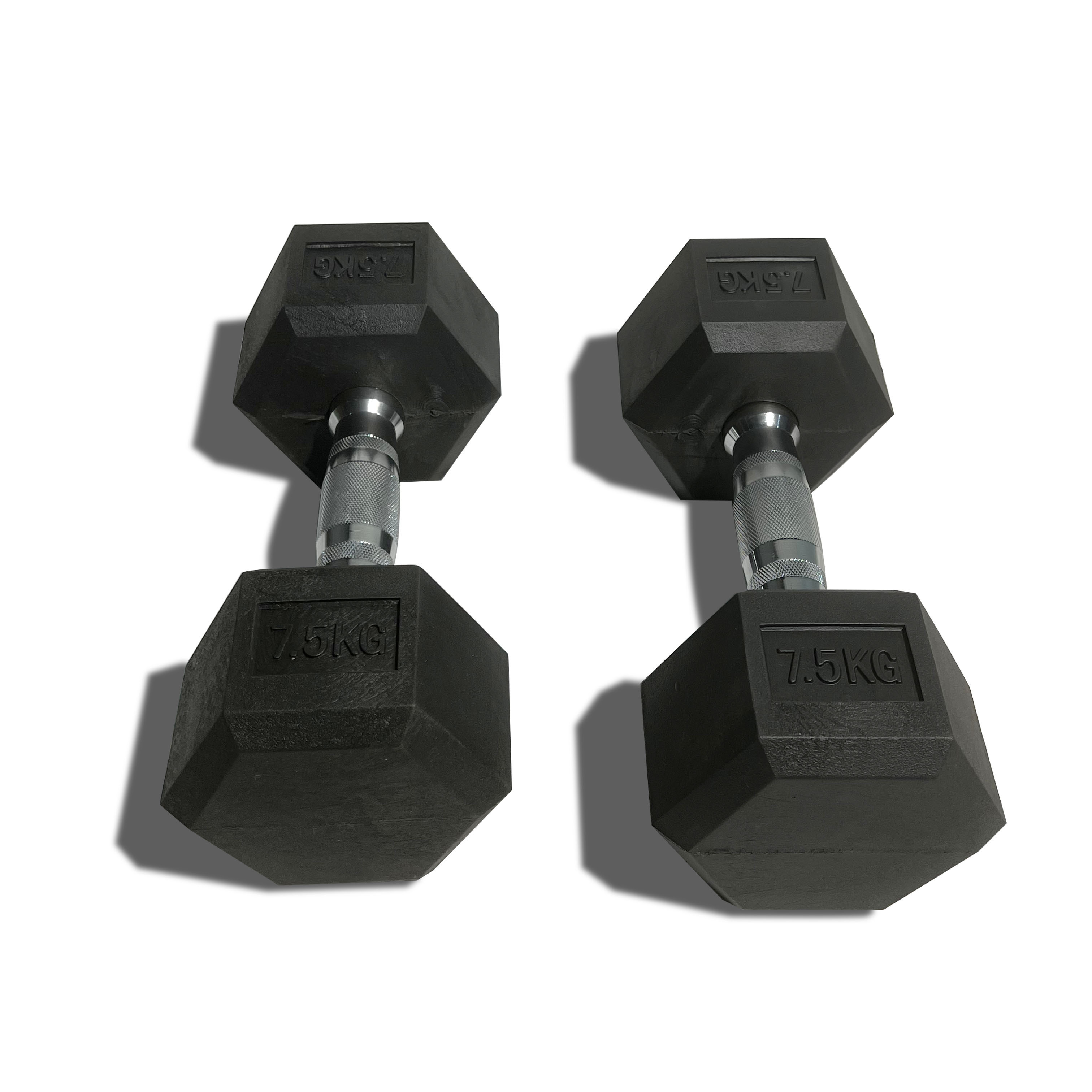 Wholesale Fitness Equipment 2.5-70kg Black Hex Rubber Dumbbell Cast Iron Dumbbell Set Weightlifting