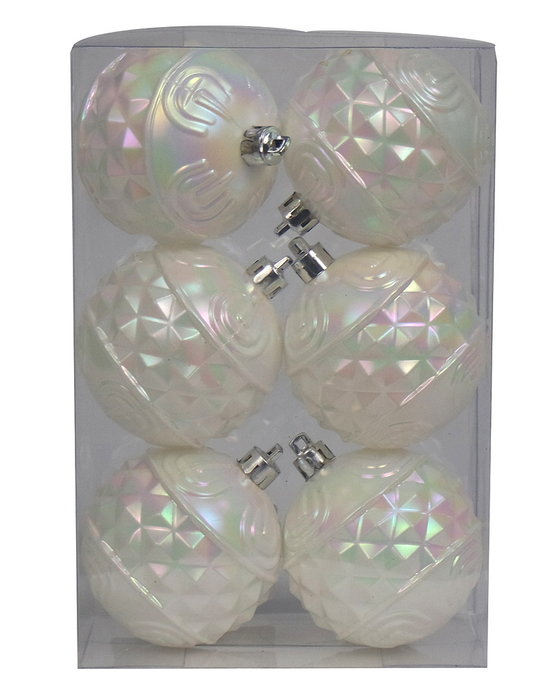 6CM/6PCS Christmas Ball Ornaments Shatterproof White iridescence Christmas Tree Decorations Xmas Tree Balls