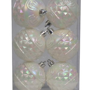 6CM/6PCS Christmas Ball Ornaments Shatterproof White iridescence Christmas Tree Decorations Xmas Tree Balls