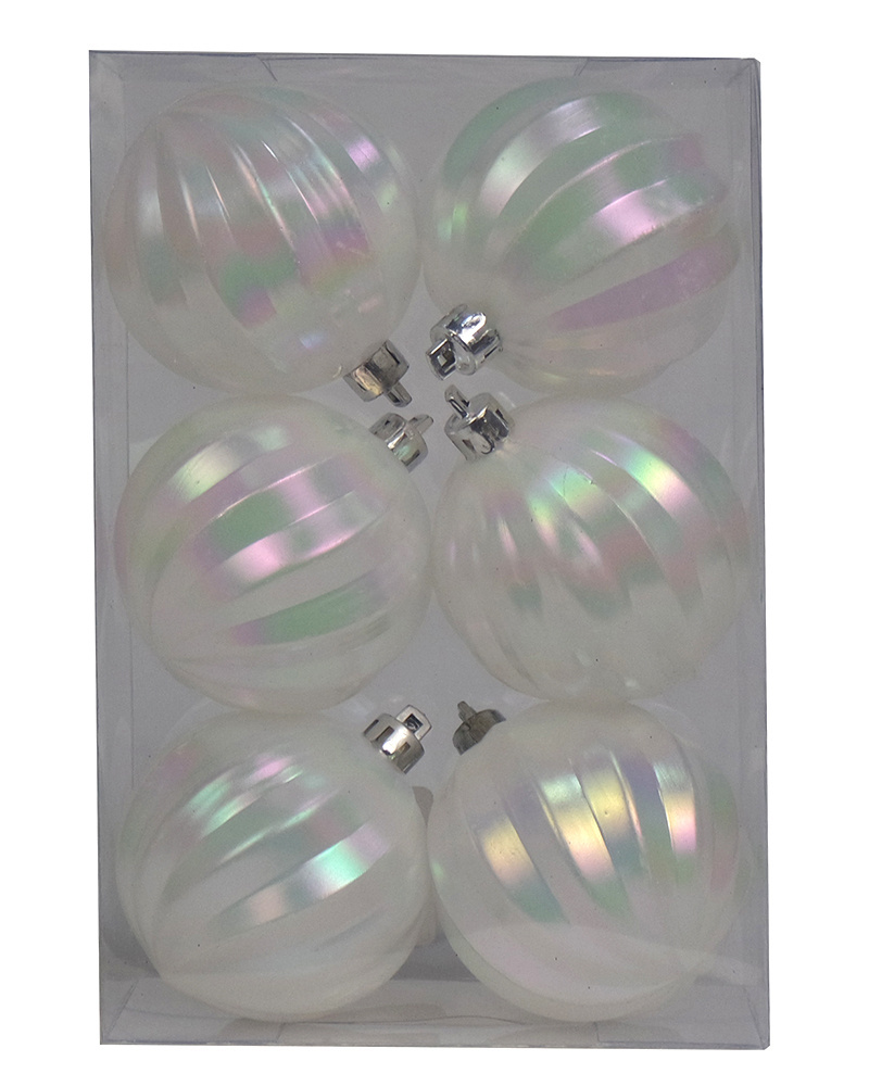 6CM/6PCS Christmas Ball Ornaments Shatterproof White iridescence Christmas Tree Decorations Xmas Tree Balls