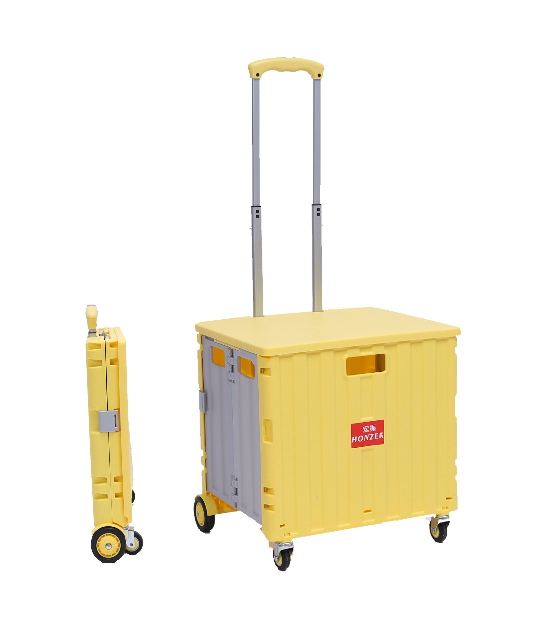 foldable rolling cart with 4 wheels  Utility Plastic Shopping Trolley Cart foldable box trolley Collapsible Handcart pack roll