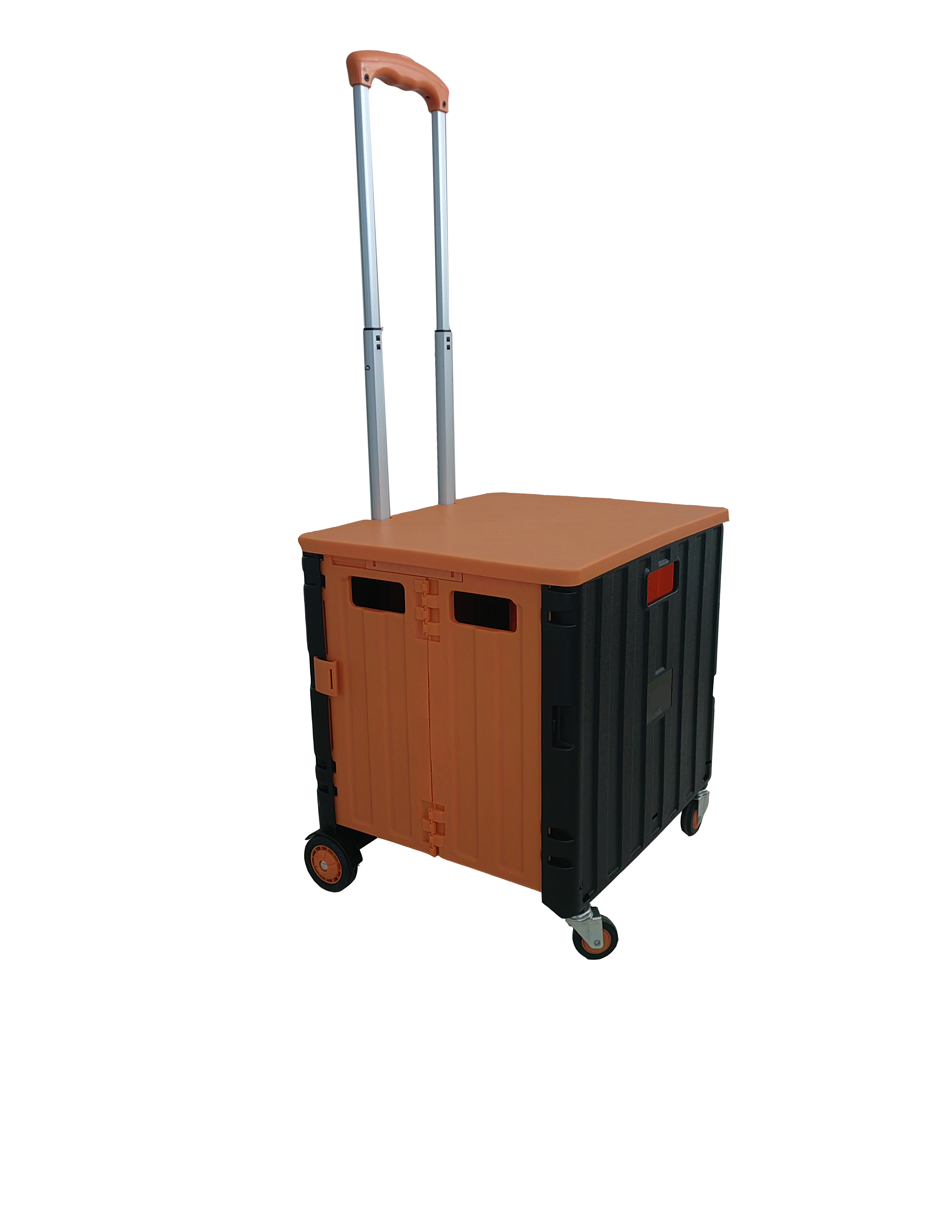 2024  plastic foldable trolley cart  four wheels super market trolley with 50KG load capacity factory rolling handcart