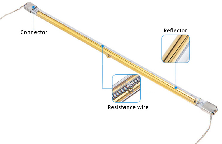 2000W Gold Coated Infrared Emitter Halogen Quartz Heater Lamps for Analyzer Customizable