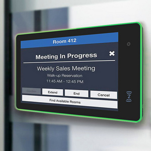 Meeting room digital signage 10 inch wall mount poe android tablet surrounding LED light with RFID / NFC