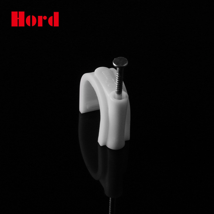 Hord 22mm Circular Shaped Electric Plastic Cable Clip with Steel Nail