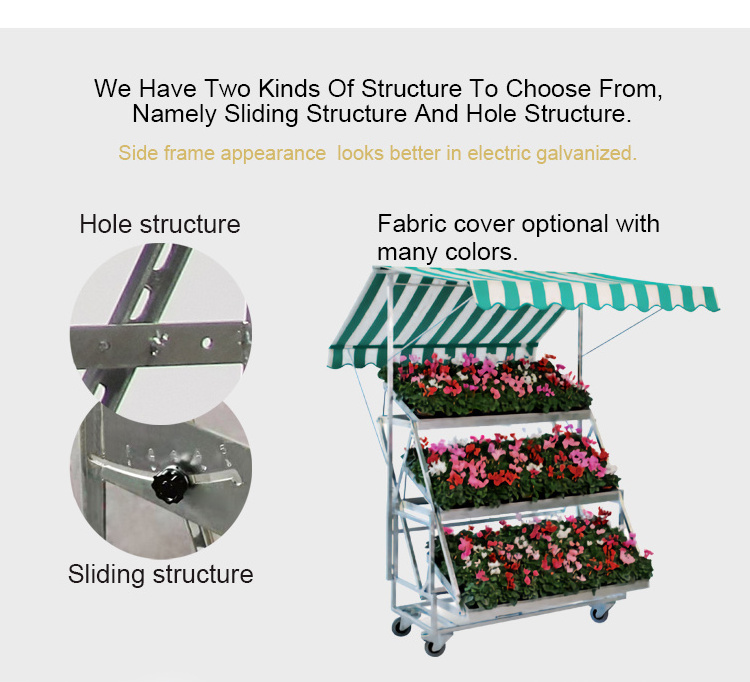 new style flower trolly, flower cart used in nursery garden