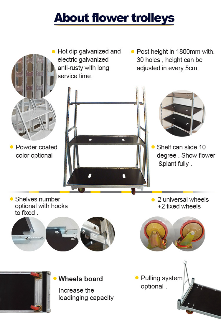 new style flower trolly, flower cart used in nursery garden