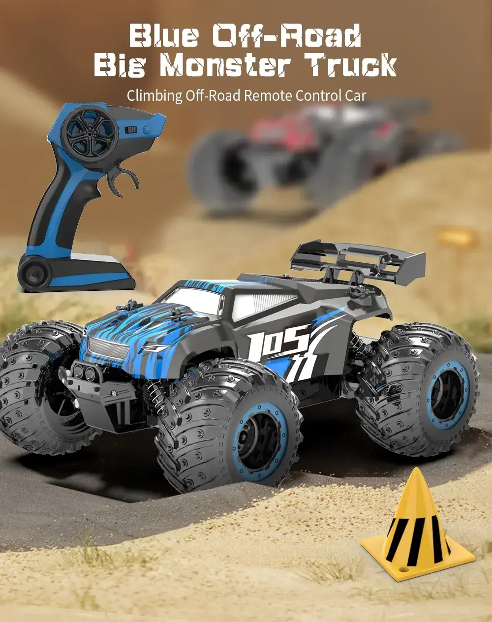 New JJRC Q105 RC Car 1 18 Big Wheel Monster 2WD RC Truck 2.4GHz All Terrain Off Road 20KM H High Speed RC Car RTR for Kid