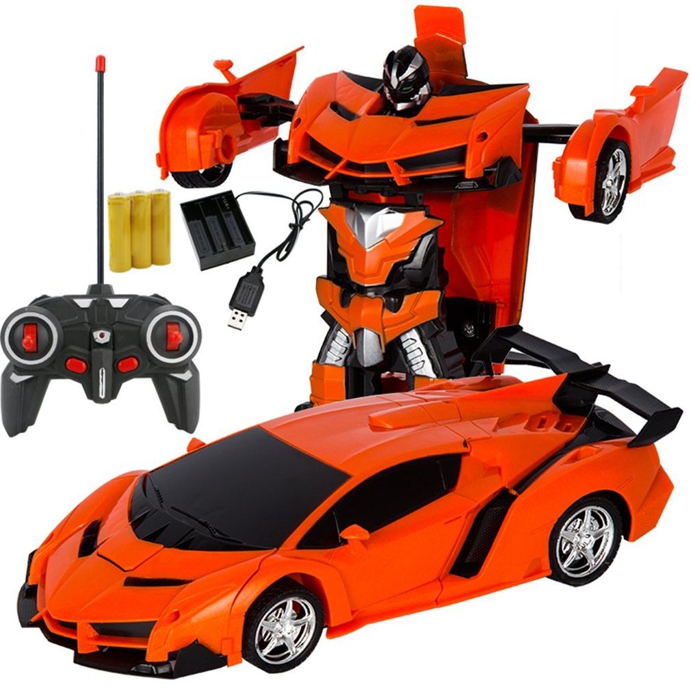 2020 Funny RC Mini Car Transformation Car Two ways Sports Vehicle Model Robots Toys Wireless Charging Cool Deformation Robot LED