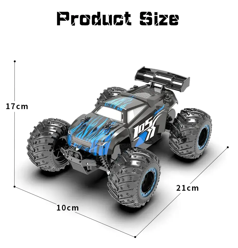 New JJRC Q105 RC Car 1:18 Big Wheel Monster 2WD RC Truck 2.4GHz All Terrain Off Road 20KM/H High Speed RC Car RTR for Kid