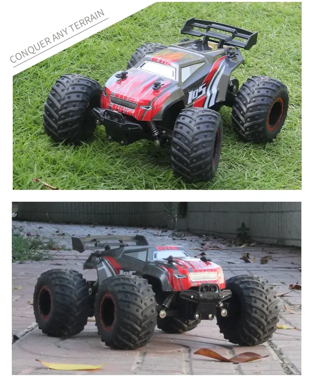 New JJRC Q105 RC Car 1:18 Big Wheel Monster 2WD RC Truck 2.4GHz All Terrain Off Road 20KM/H High Speed RC Car RTR for Kid