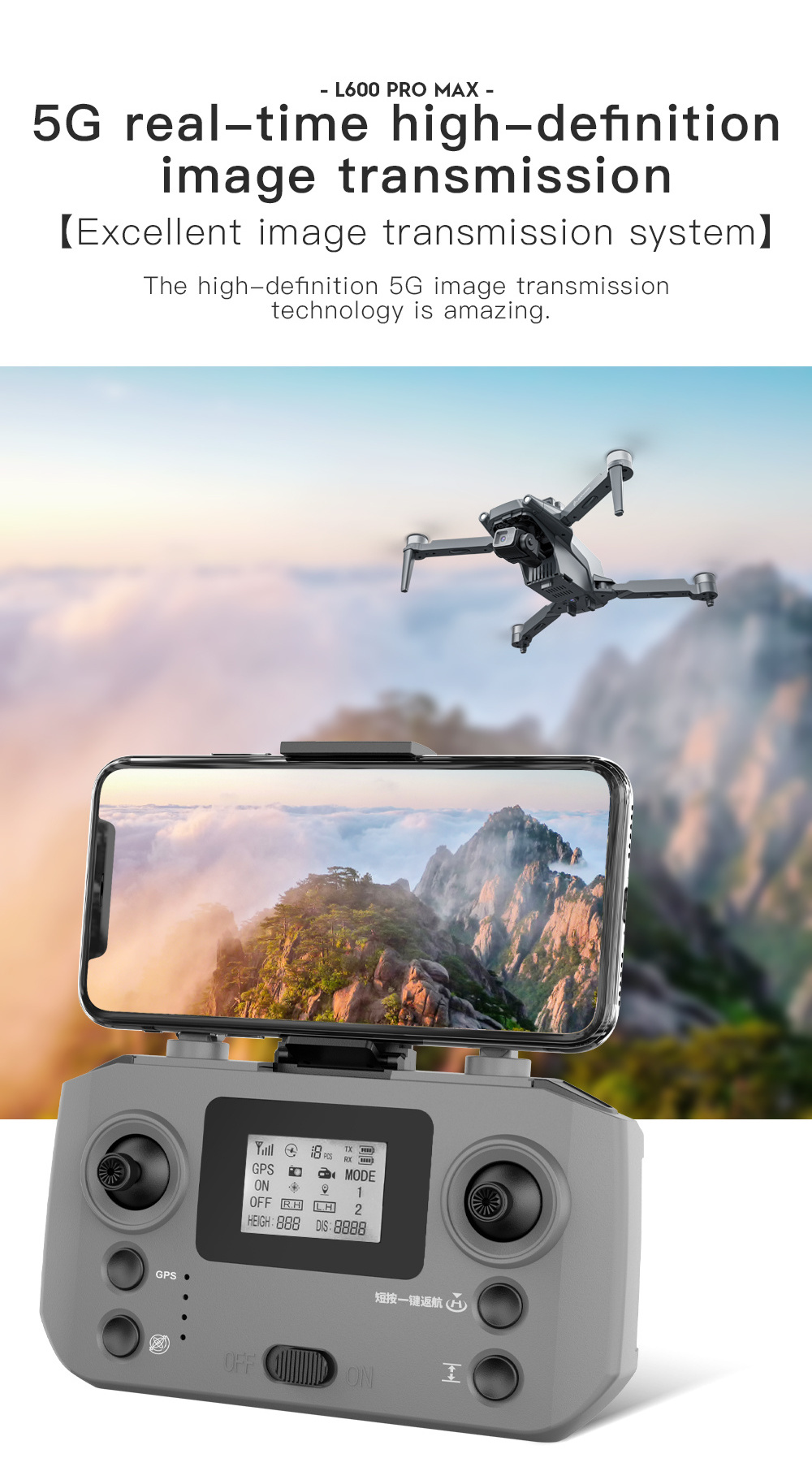 L600 PRO MAX Drone 5G WIFI 3-Axis PTZ Drone With 4K Camera And GPS Dual Camera Without OA Brushless Motor FPV Quadcopter Dron