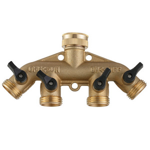 Heavy Duty Brass 4 Way Garden Hose Splitter