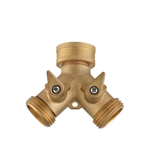 2 Way Brass Tap Garden Hose Splitter