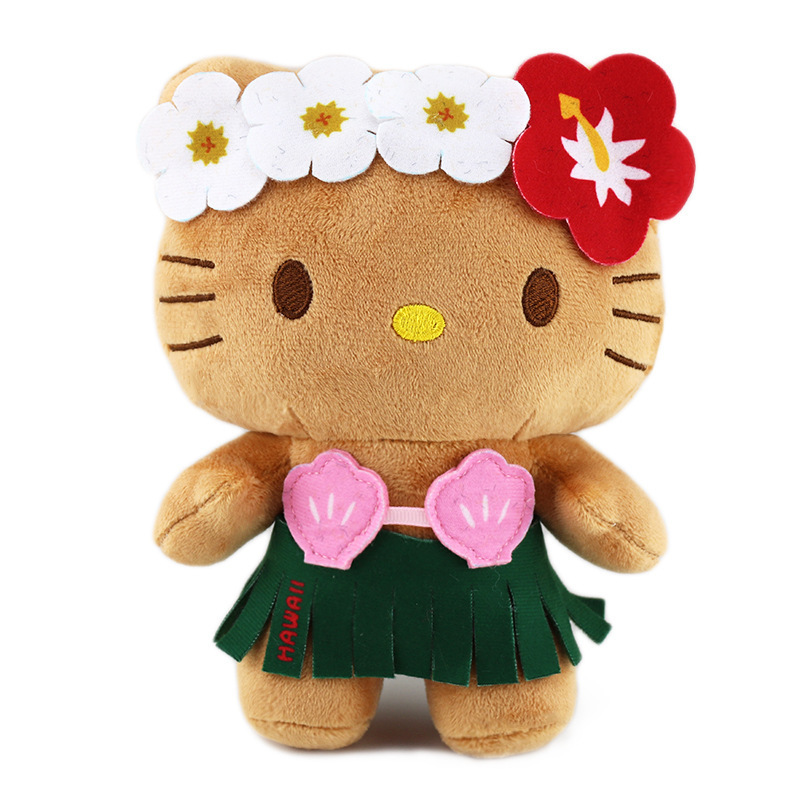 Wholesale New Design Hawaii Holiday Style Swimming Surfboard Cat Stuffed Animal Plush Doll Kawaii Dangle Accessories