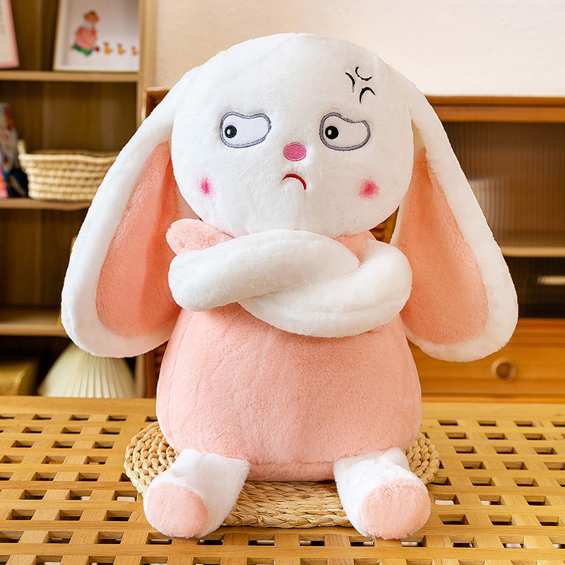 super soft plush toy angry rabbit expression doll cute rabbit doll cloth easter children's day girl birthday gift