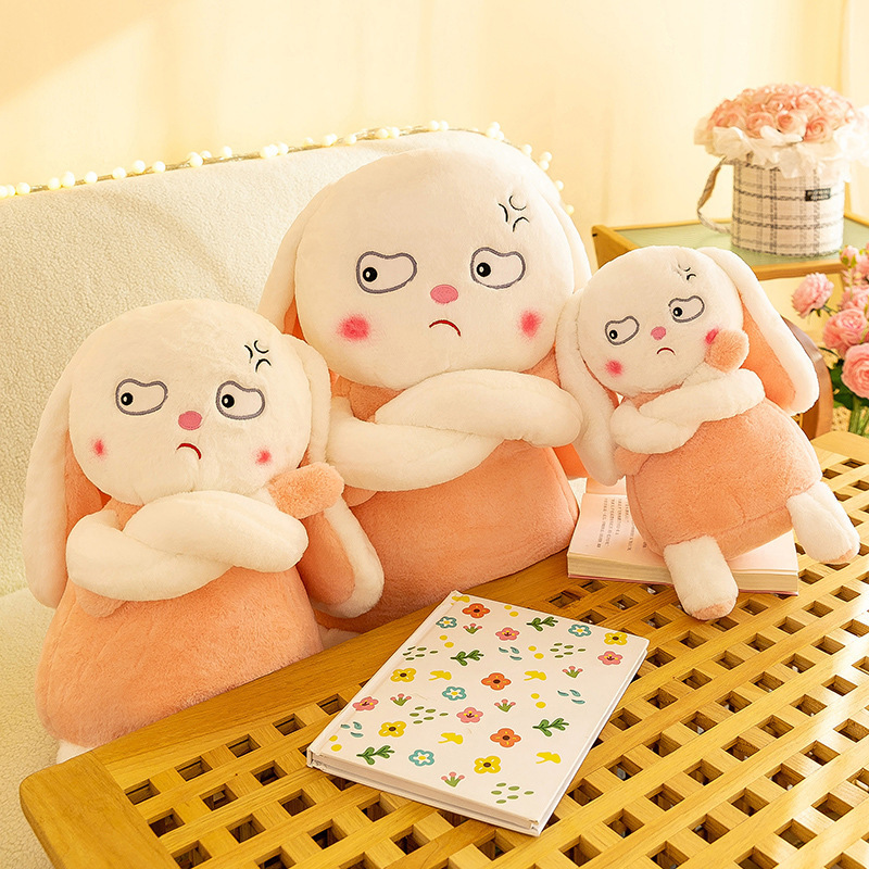 super soft plush toy angry rabbit expression doll cute rabbit doll cloth easter children's day girl birthday gift