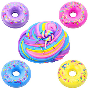 Doughnuts Cotton Mud Butter Slime Kit Super Soft Non-Sticky Multi Colors Cloud Slime Making Kit For Kids Set 4 Pack*100 ML