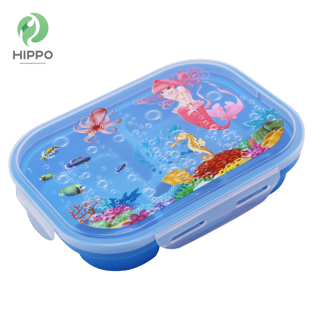 School kids plastic pp airtight 5 compartment lunch box with lock