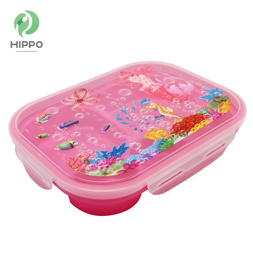 School kids plastic pp airtight 5 compartment lunch box with lock