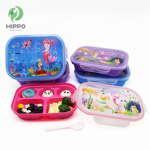 School kids plastic pp airtight 5 compartment lunch box with lock