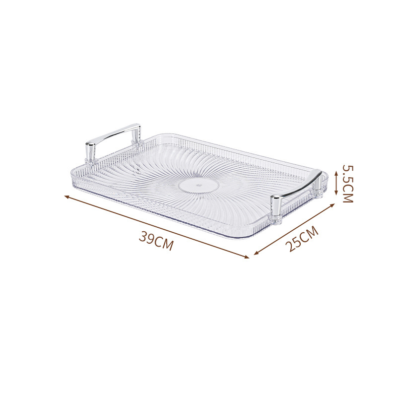 Modern rectangle plastic plates tray serving trays with handles