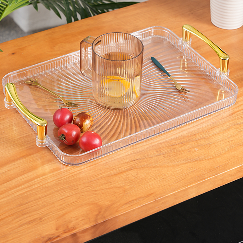 Modern rectangle plastic plates tray serving trays with handles