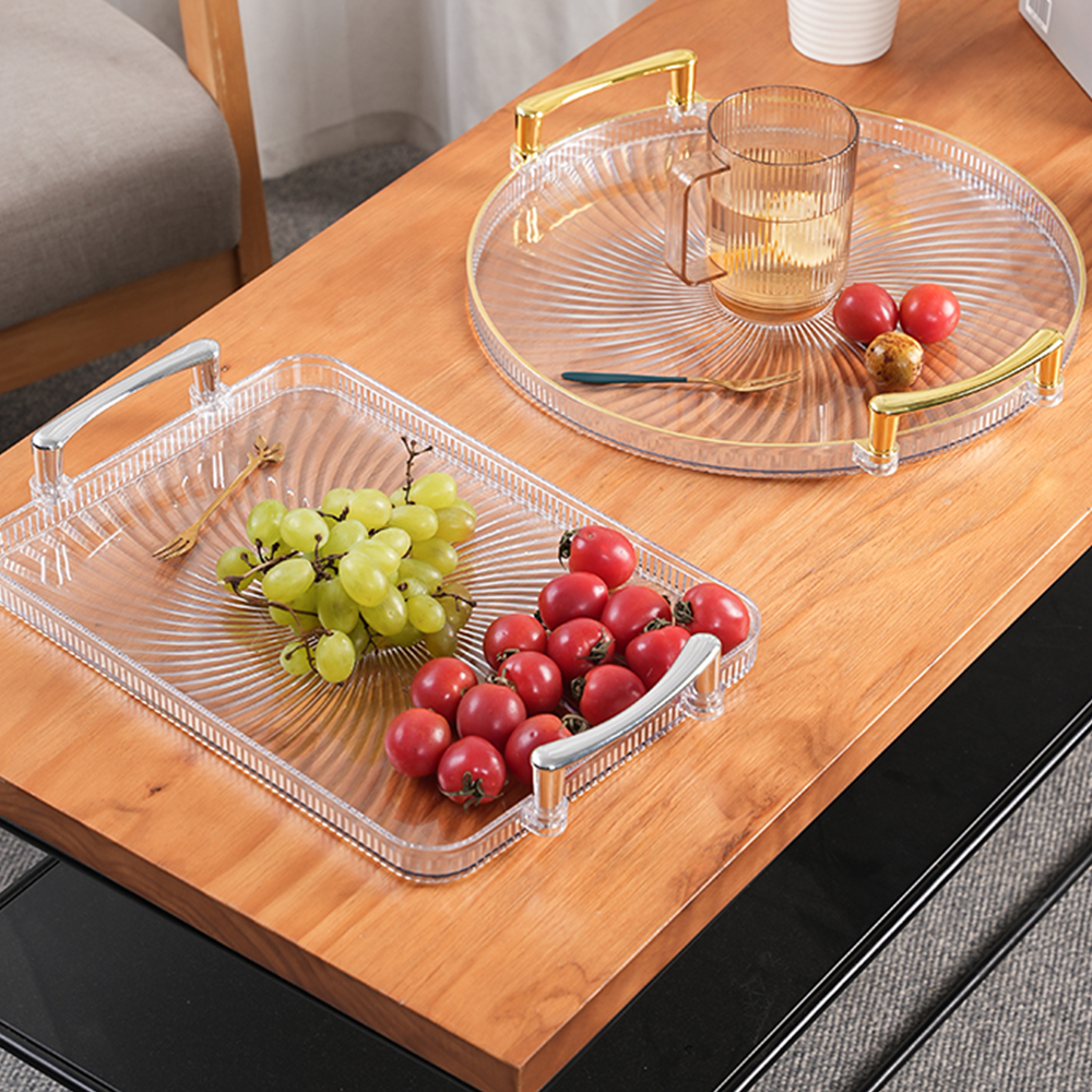 Modern rectangle plastic plates tray serving trays with handles