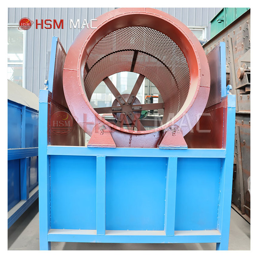 HSM Small sand gravel washing rotary screening trommel scrubber drum screen sieve With Wet Sluice Box for sale