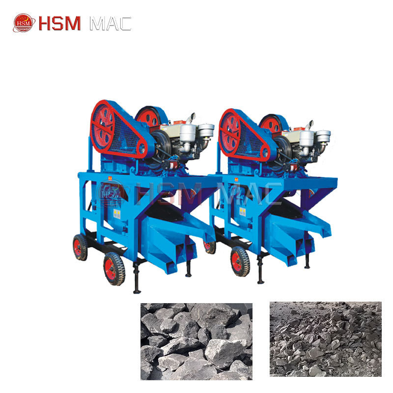 HSM mini rock crusher portable jaw crusher with feeder and screen